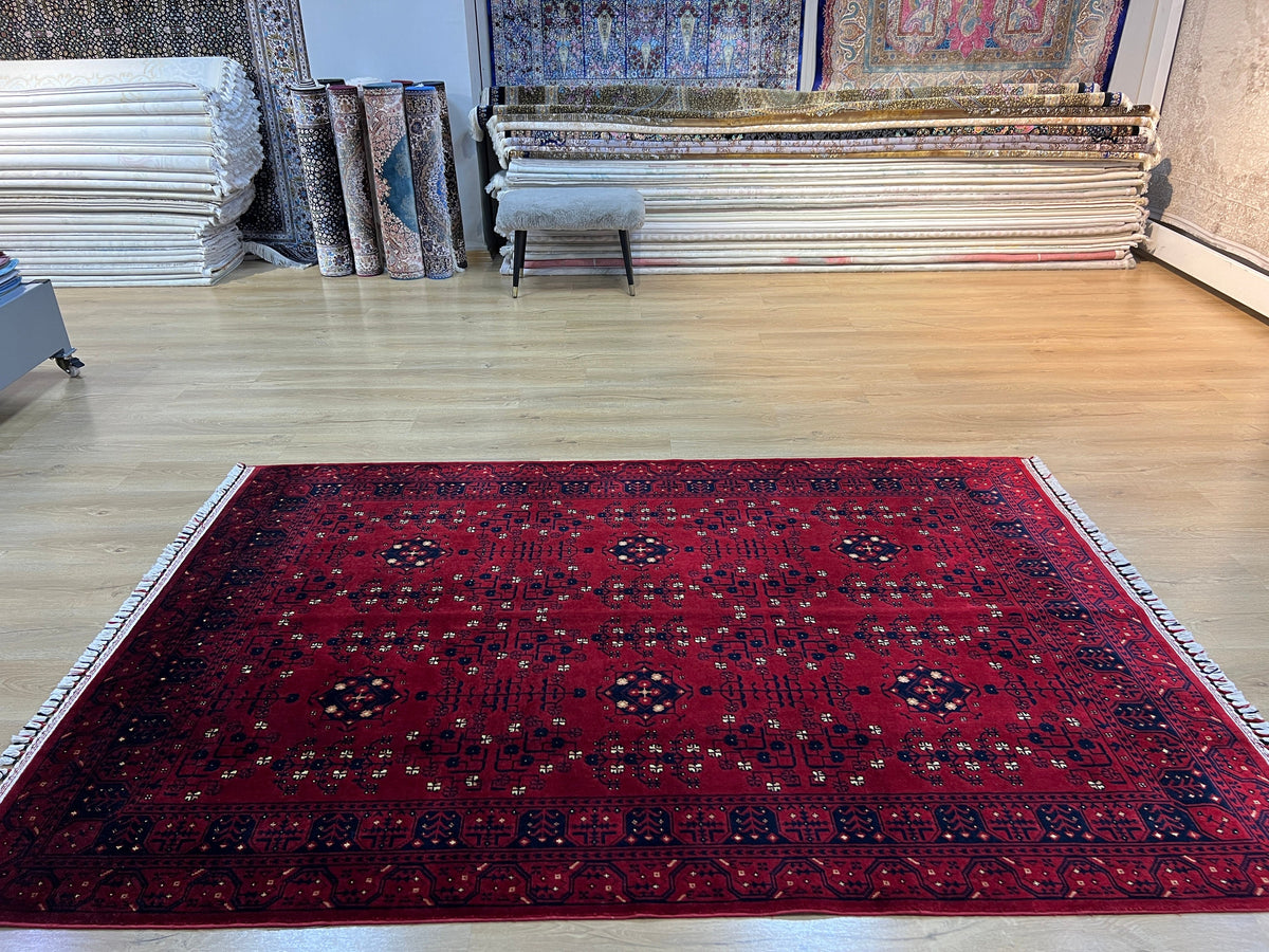Oushak Pattern Red Rug, Nostalgia Design (5x8)