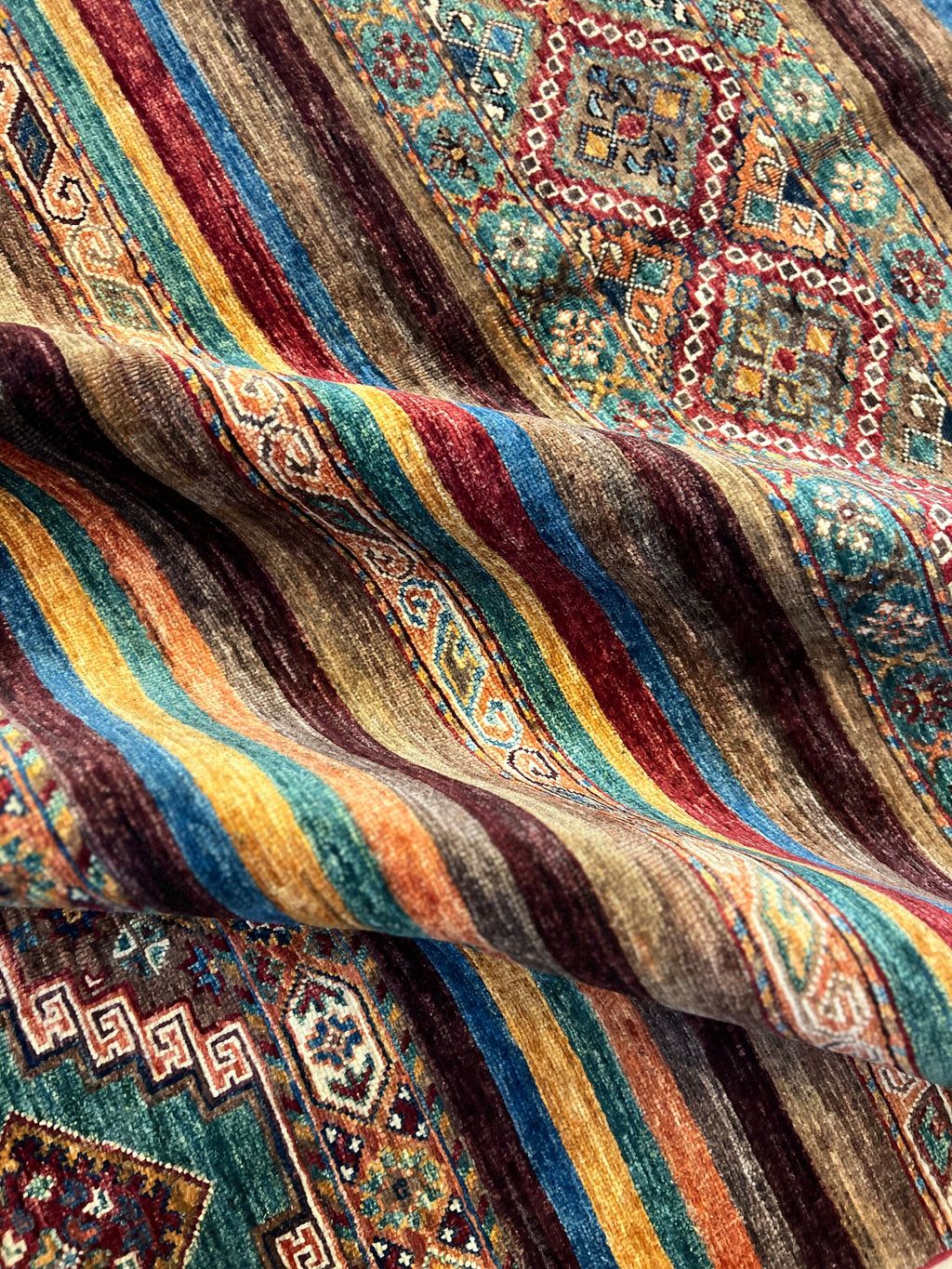 6x8 ft Colourful Ethnic Pattern Wool Rug, Traditional Anatolian Style Decor rug