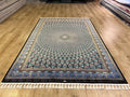 5x8 ft Blue Black Silk Rug, Traditional Medallion Design Rug