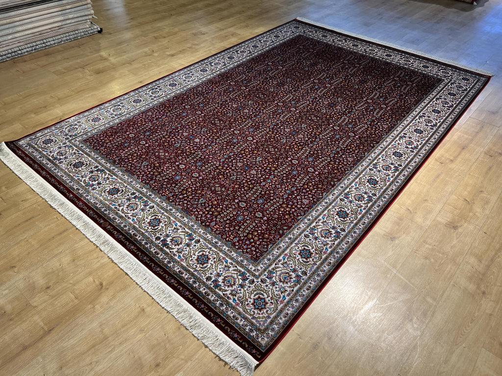 7x10 Red Floral Modal Silk Rug, Turkish Carpet