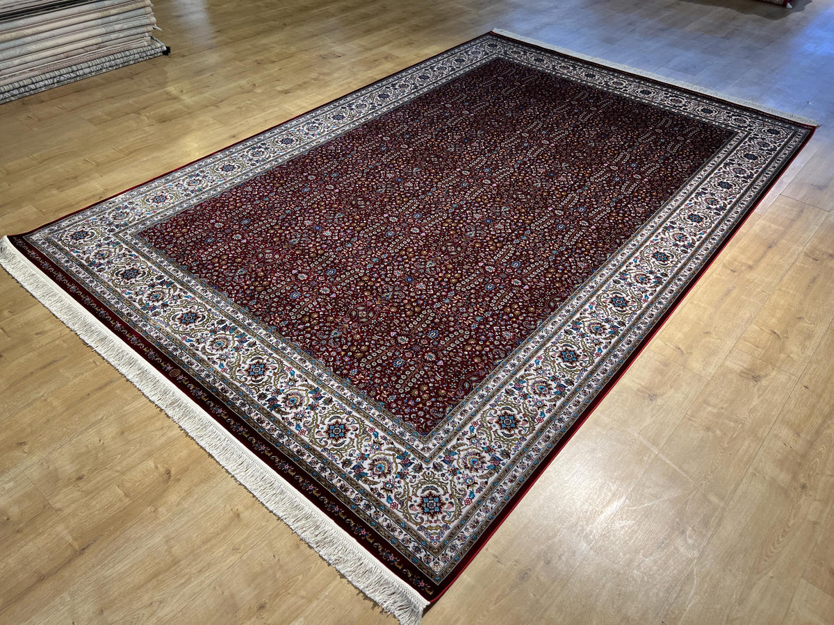 7x10 Red Floral Modal Silk Rug, Turkish Carpet