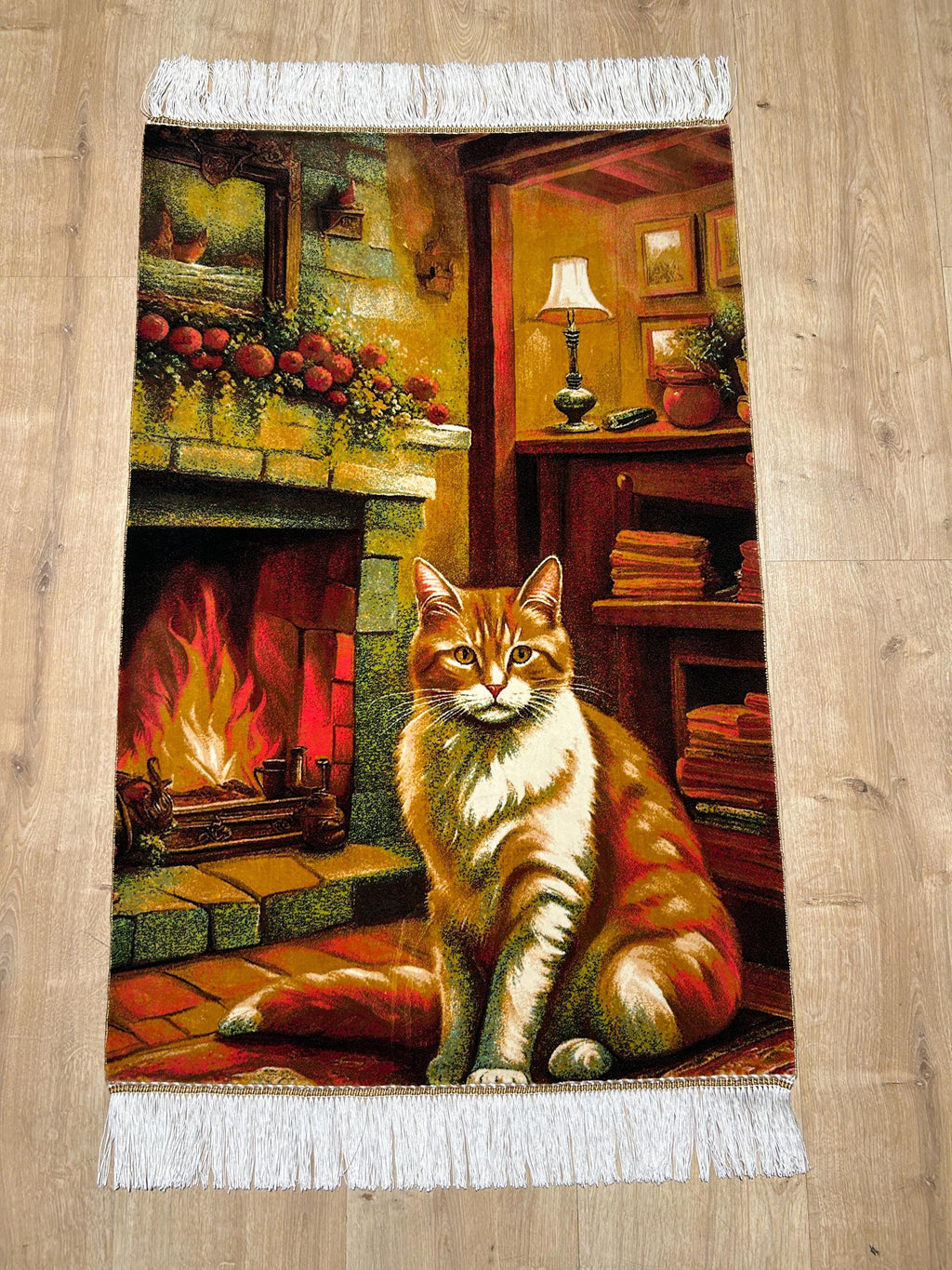 2x3 ft Silk Tapestry Rug, Cat Wall Hanging, Decorative Cat Table Mat, Home Decor