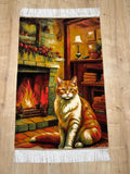 2x3 ft Silk Tapestry Rug, Cat Wall Hanging, Decorative Cat Table Mat, Home Decor