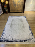 Blue Gray Bamboo Rug, Medallion Design Rug, 5x8 ft