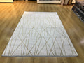 Modern Turkish Rug, White Gold Bamboo Acrylic, 5x8 ft