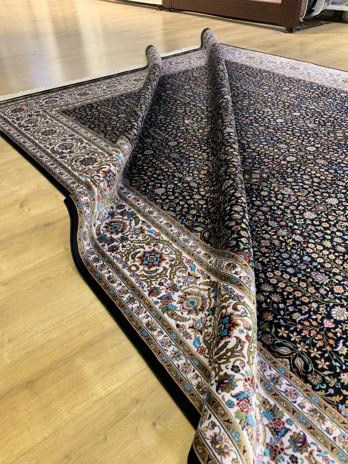 Black Modal Silk Rug, Turkish Style, Home Decor (7x10 ft)