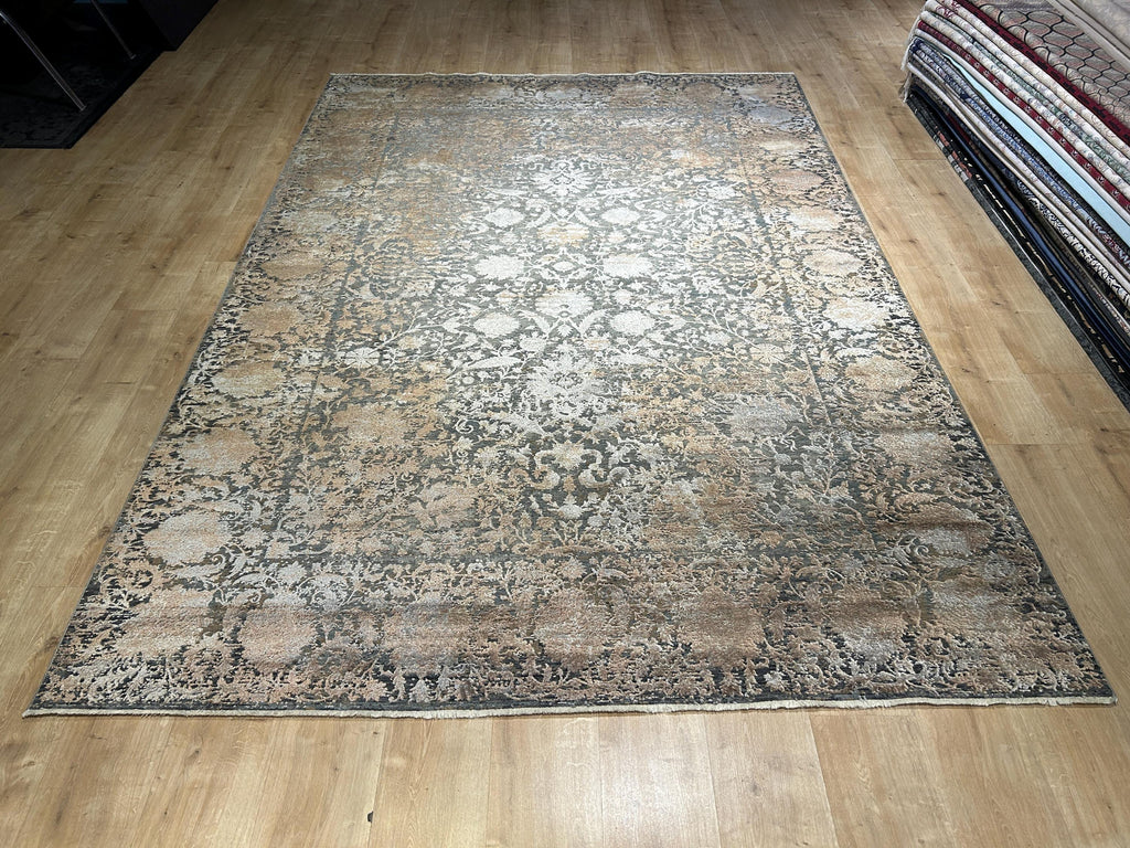 5x8 ft Brown Gray Bamboo Rug with Antique Distressed Design