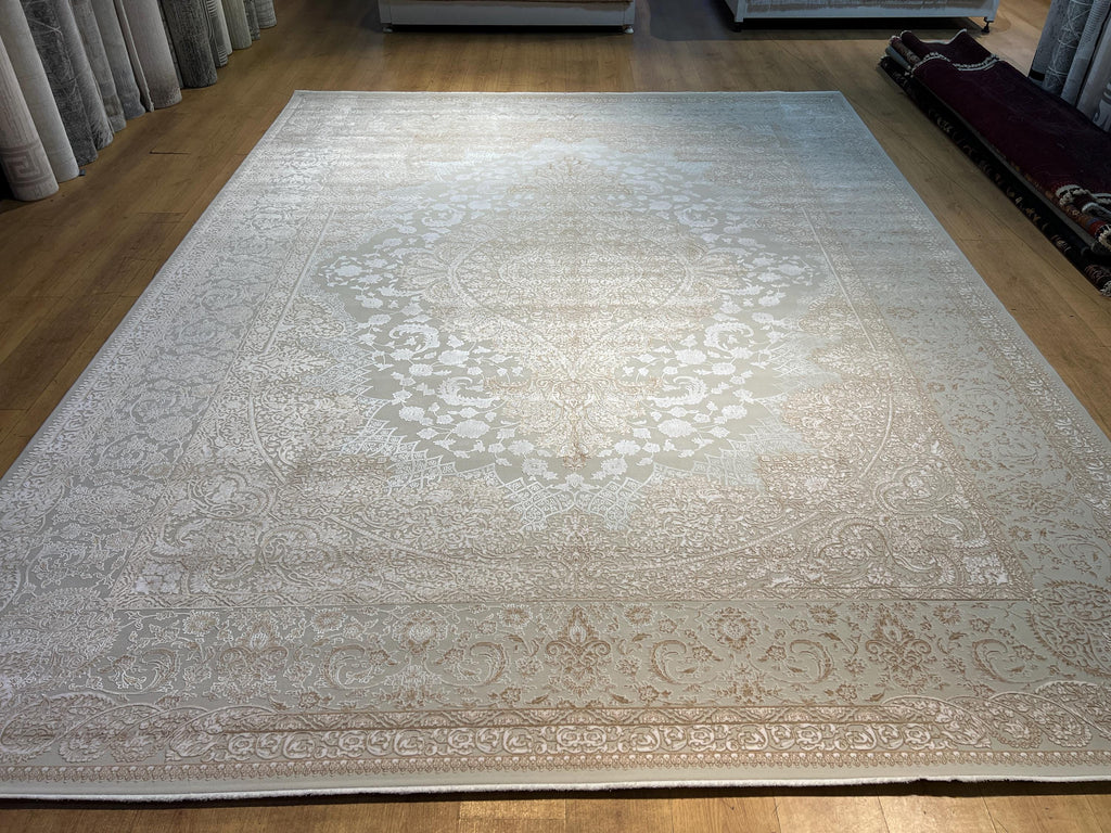 10x13 ft Gold Beige Medallion Bamboo Classic Area Rug