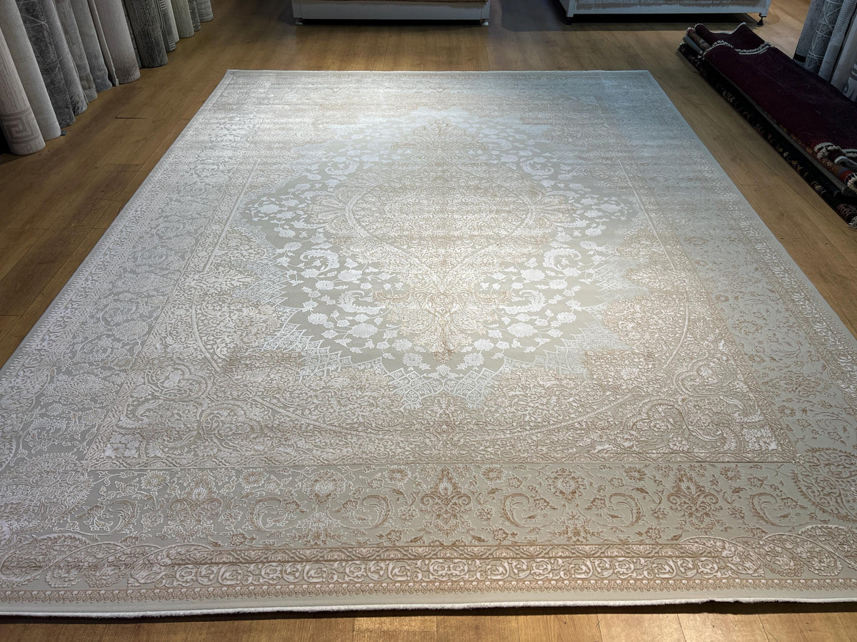 10x13 ft Gold Beige Medallion Bamboo Classic Area Rug
