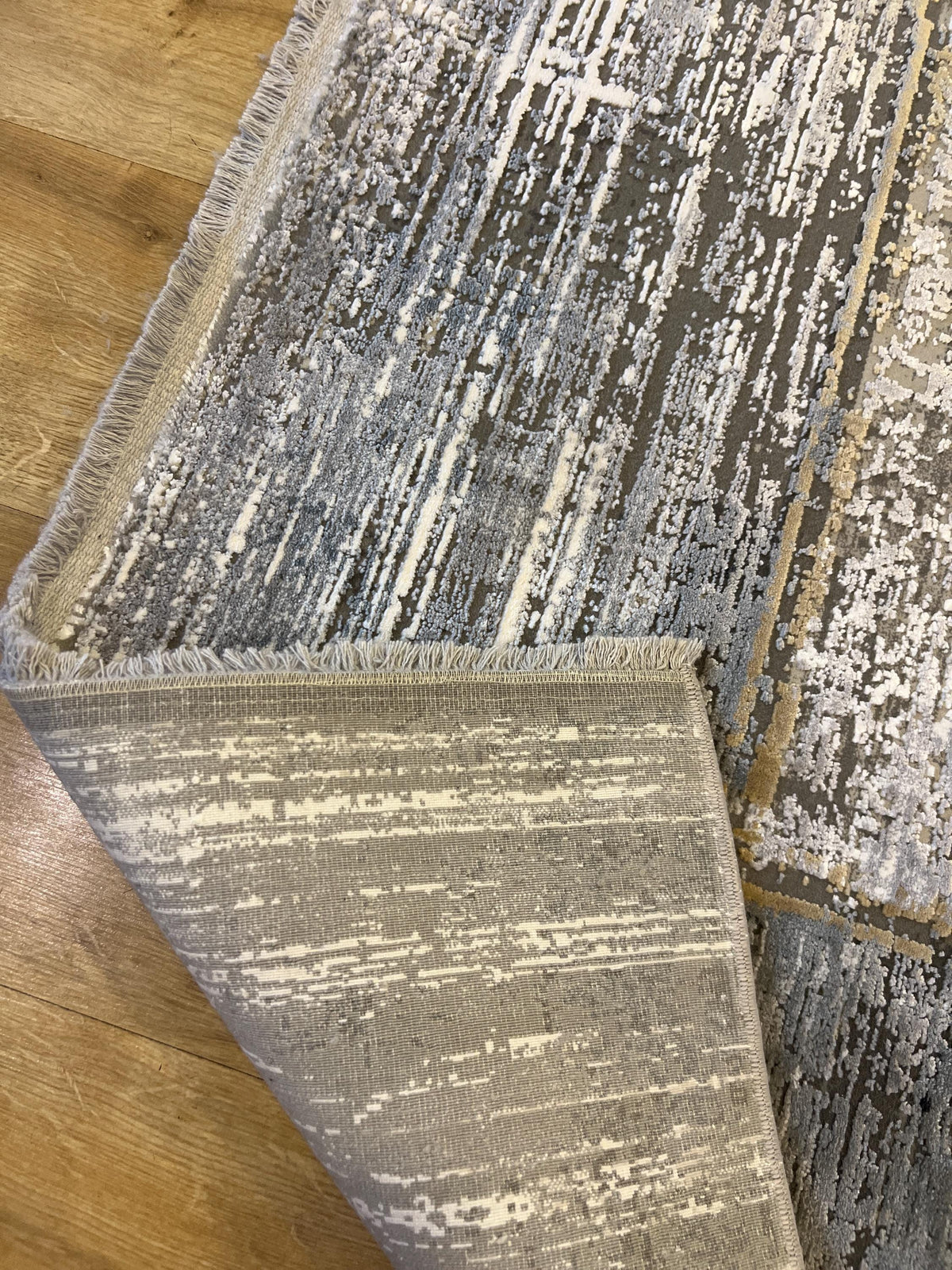 7x10 Ft Gray Modern Bamboo Rug with Framed Border Design