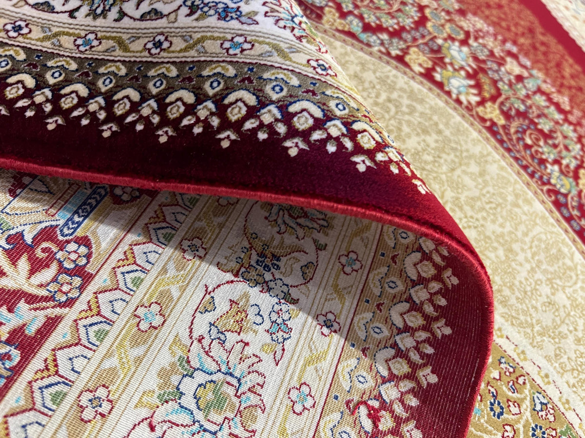 Red Modal Silk Turkish Rug, Palace Design 8x11 ft