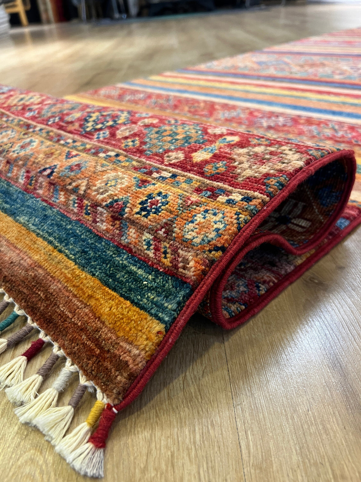 3x10 ft Colourful Ethnic Pattern Wool Rug, Traditional Anatolian Style Decor rug