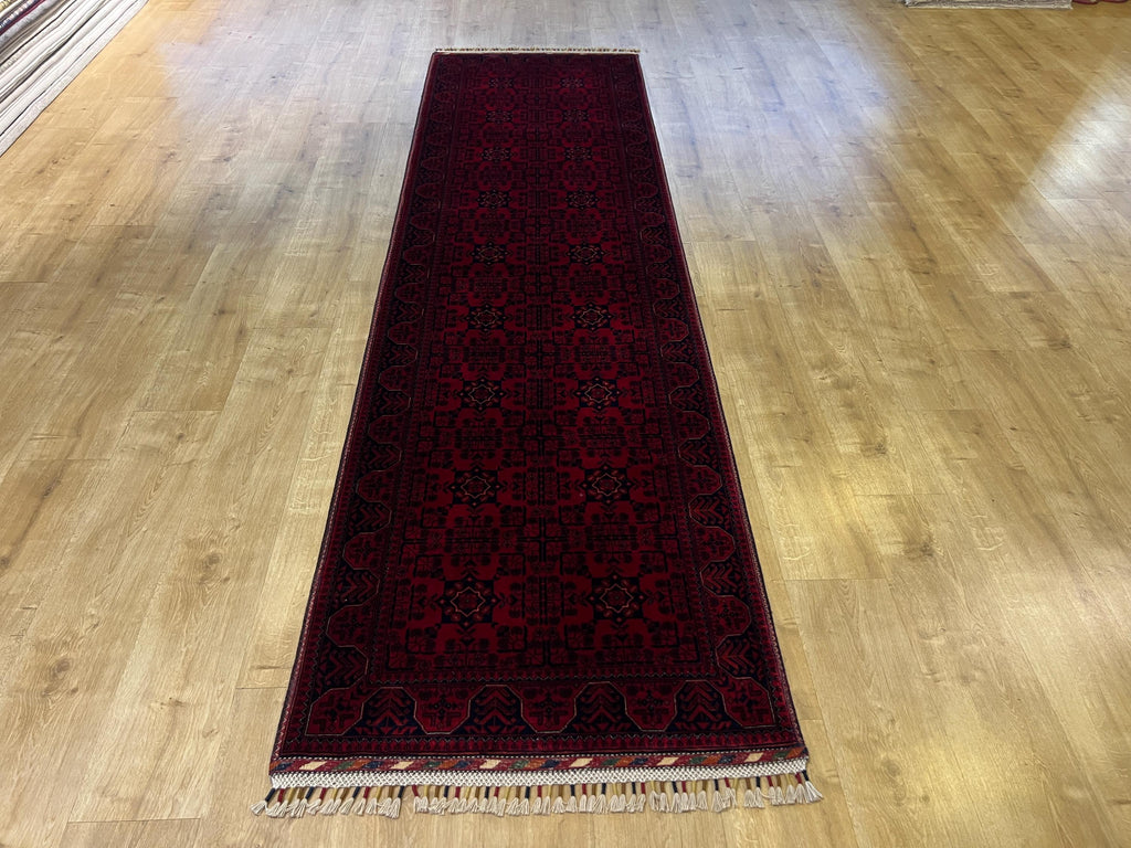 3x10 Traditional Wool Rug, Red & Navy Anatolian Design Carpet, Kilim Rug
