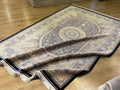 7x10 Ft Dark Blue Silk Rug, Luxury Medallion Design, Traditional Pattern