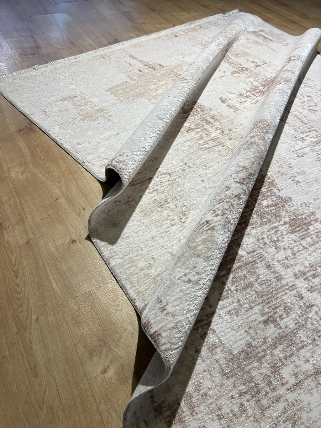 5x8 ft Ivory Brown Abstract Bamboo Rug - Modern Minimalist Rug