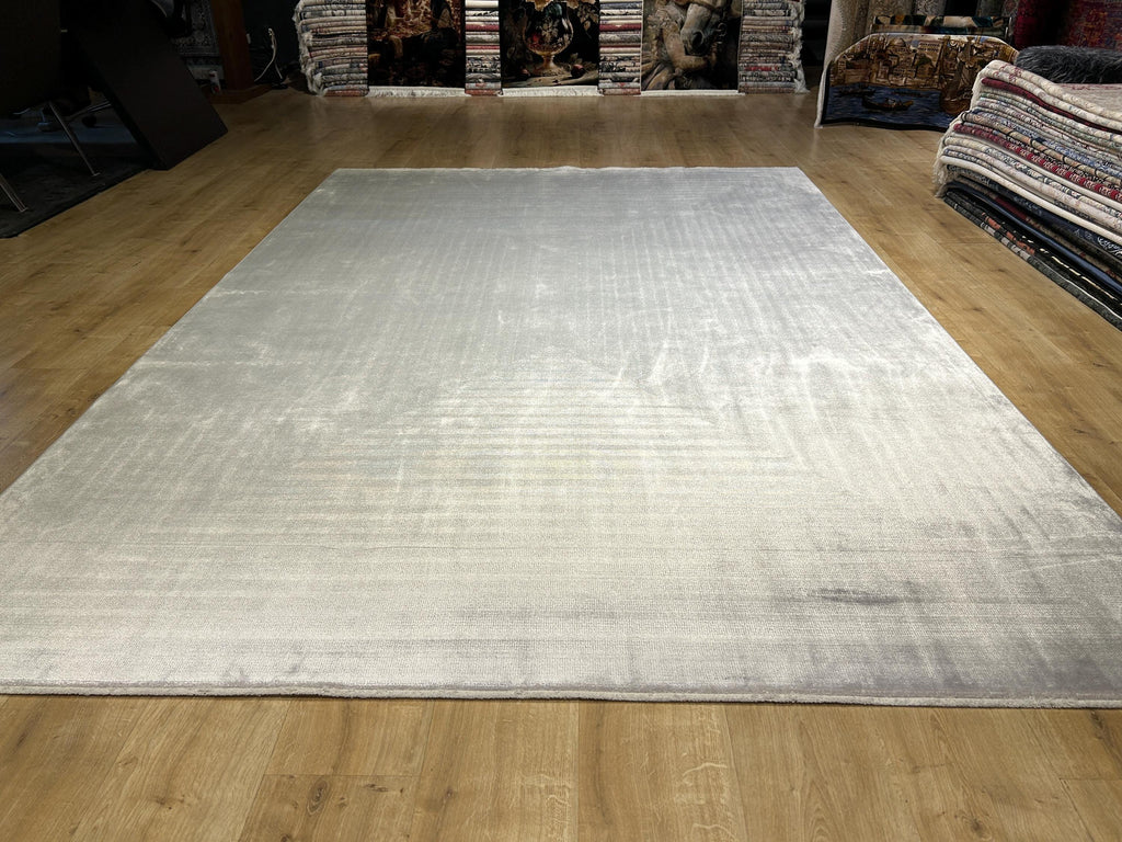 7x10 ft Ivory Bamboo Rug, Minimalist Modern Rug