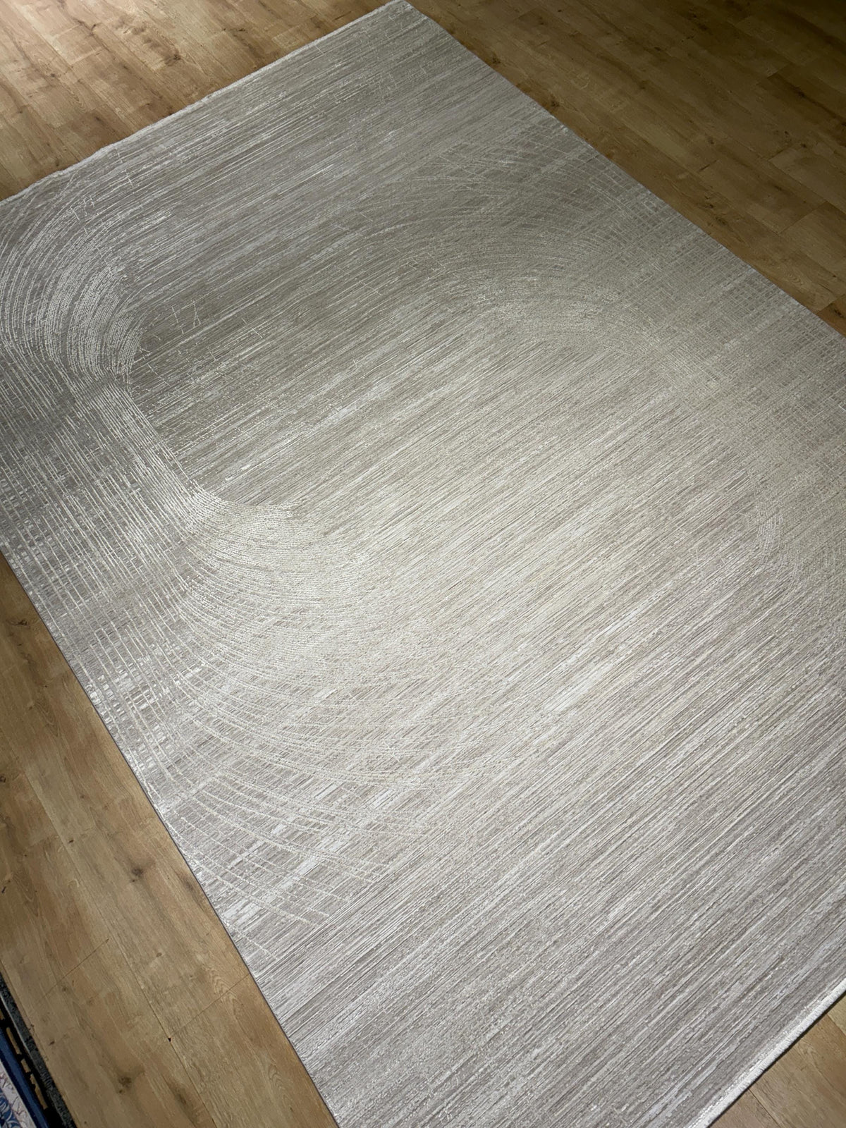Beige Bamboo Rug with Abstract Striped Modern Patterns