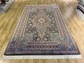 7x10 ft Dark Blue Silk Rug, Classic Medallion Design Silk Carpet, Luxury Home Decor