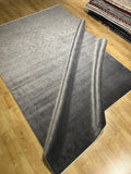 7x10 ft Dark Gray Bamboo Rug, Geometric Striped Modern Area Rug