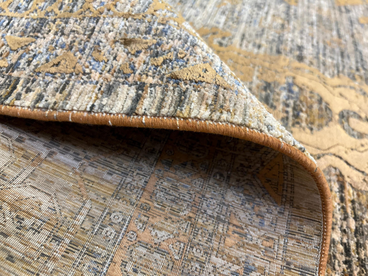 Gray Copper 7x10 Ft Bamboo Rug with Antique Distressed Pattern