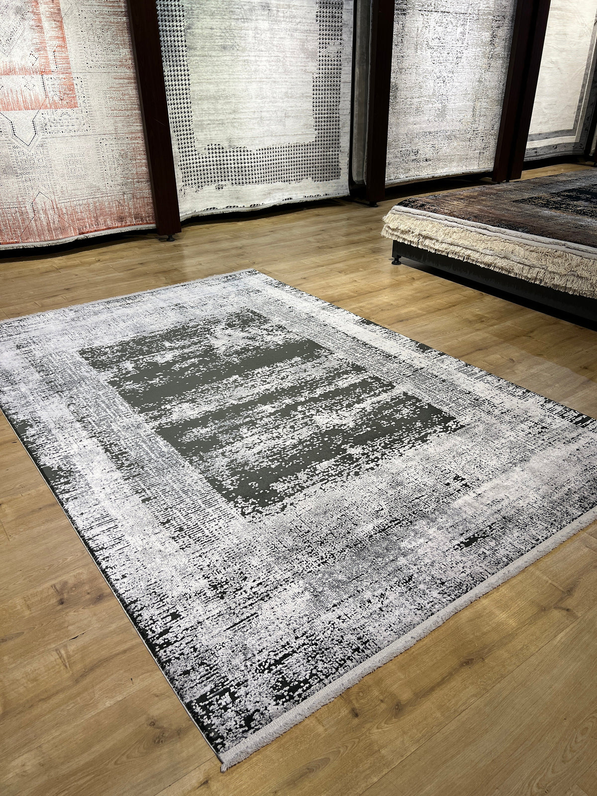 5x8 ft Gray Modern Abstract Bamboo Area Rug