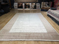7x10 ft Brick Colour Gray Cream Bamboo Rug, Bordered Minimalist Modern Rug