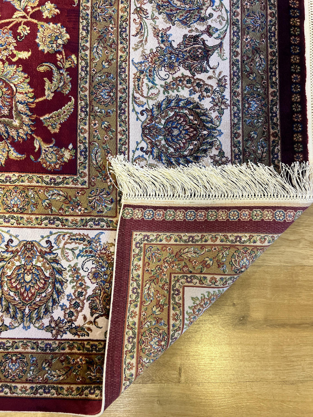 7x10 ft Red Silk Bamboo Rug , Traditional Floral Pattern Classic Carpet