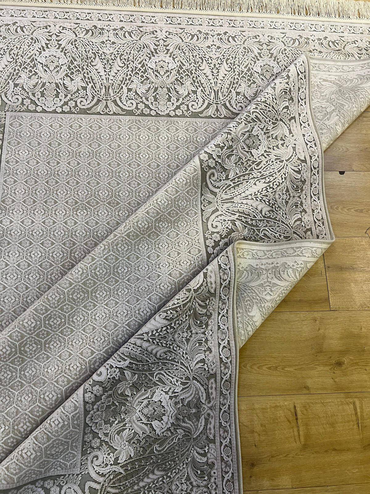 Gray Bamboo Rug, Turkish Luxury Carpet, 5x8 ft