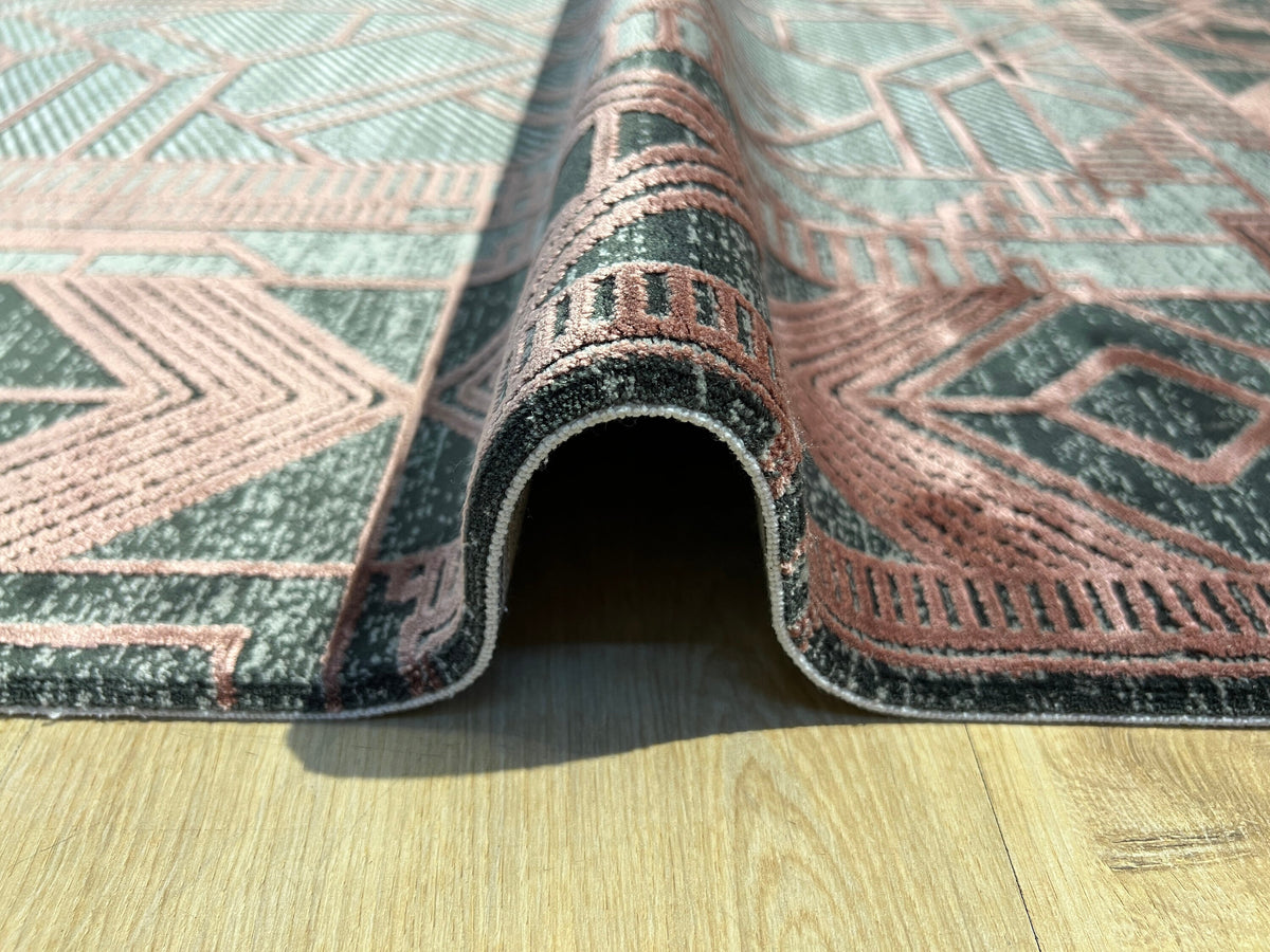 5x8 ft Gray Bronze Geometric Modern Bamboo Area Rug