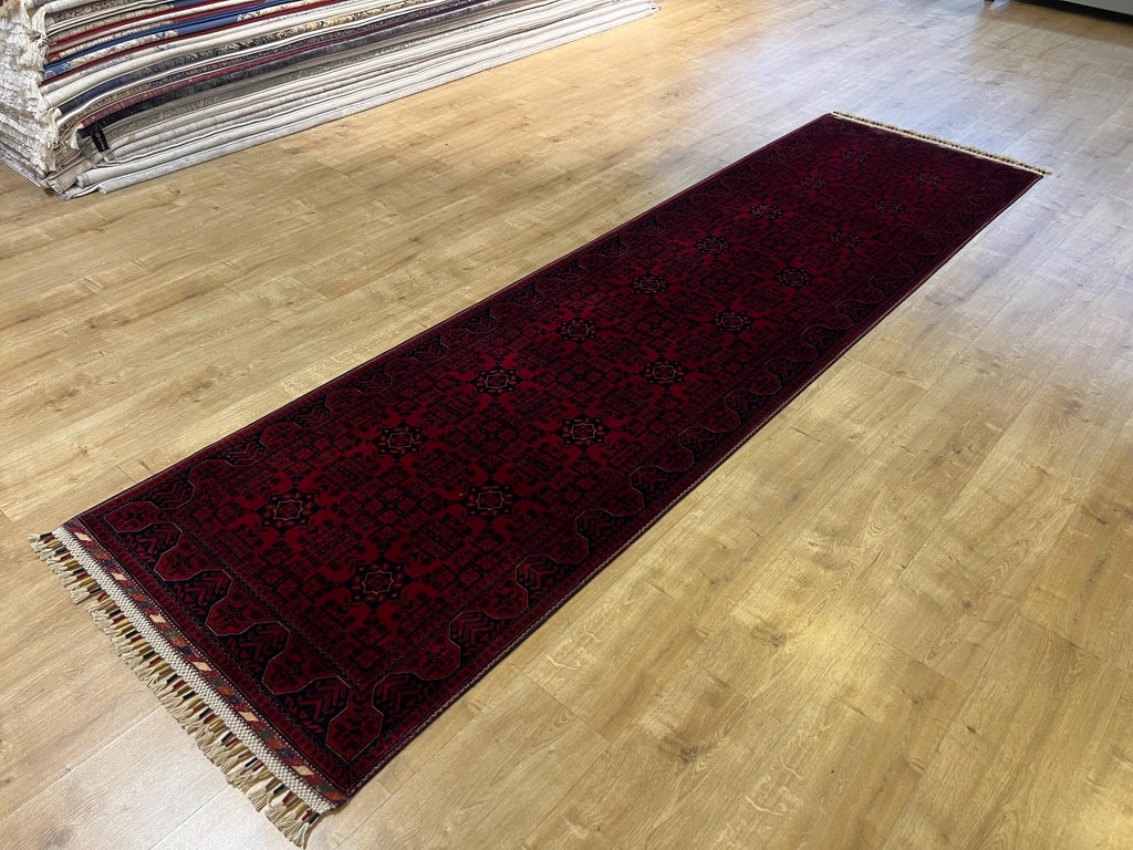3x10 Traditional Wool Rug, Red & Navy Anatolian Design Carpet, Kilim Rug