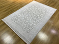 White Floral Bamboo Rug 5x8 ft, Turkish Carpet