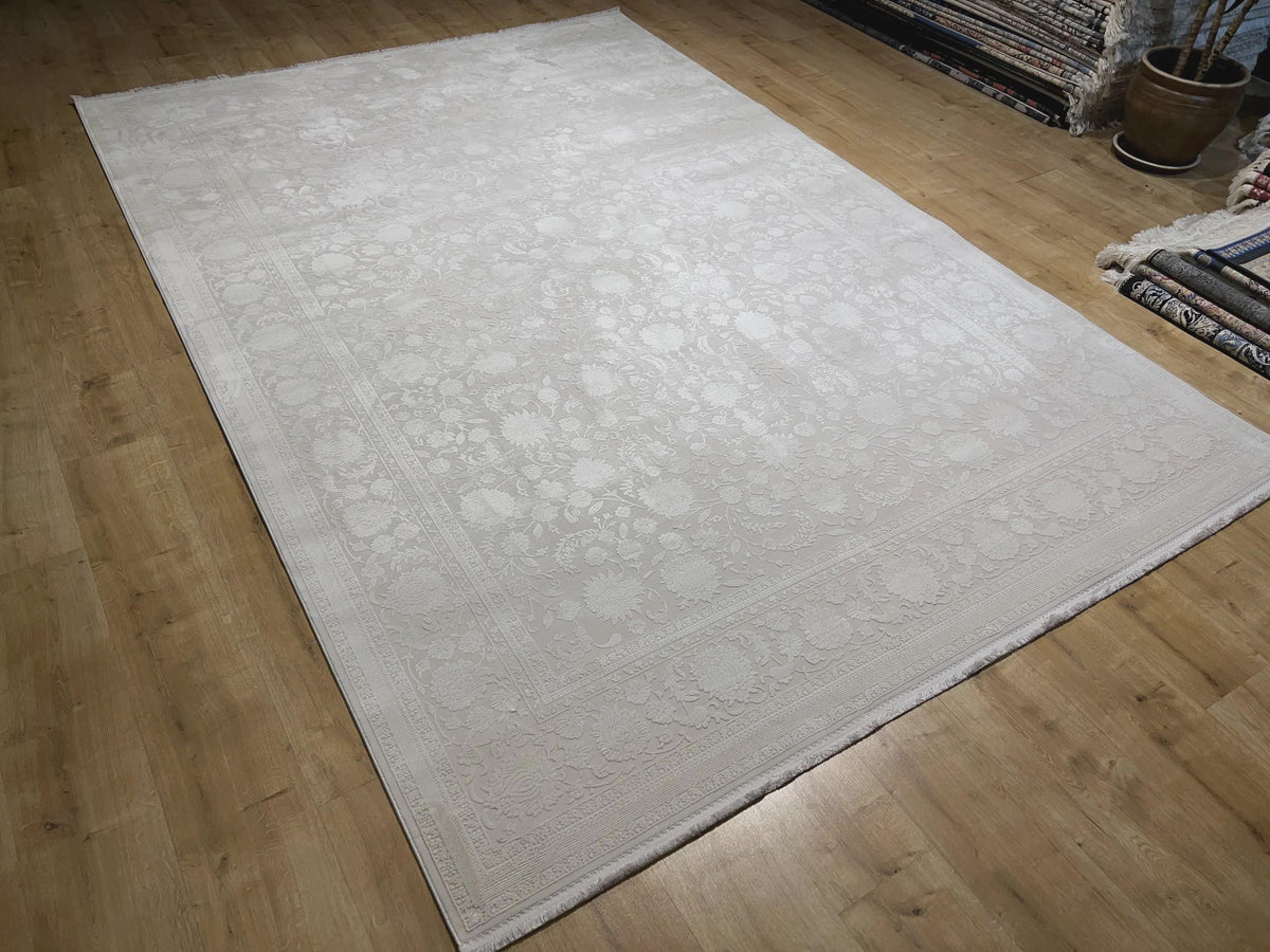 Ivory Rug, Floral Desigm Carpet, Turkish Home Decor