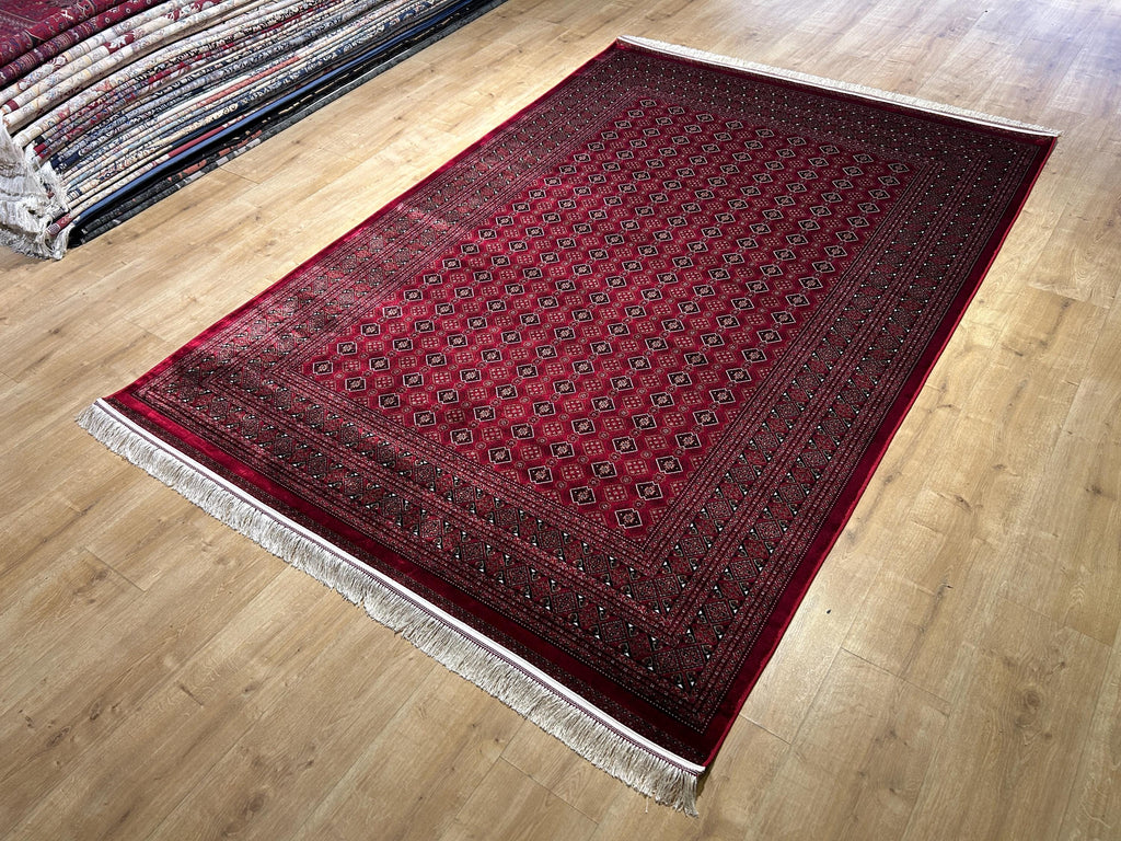 5x8 ft Red Silk Rug, Traditional Turkish Style Silk Carpet