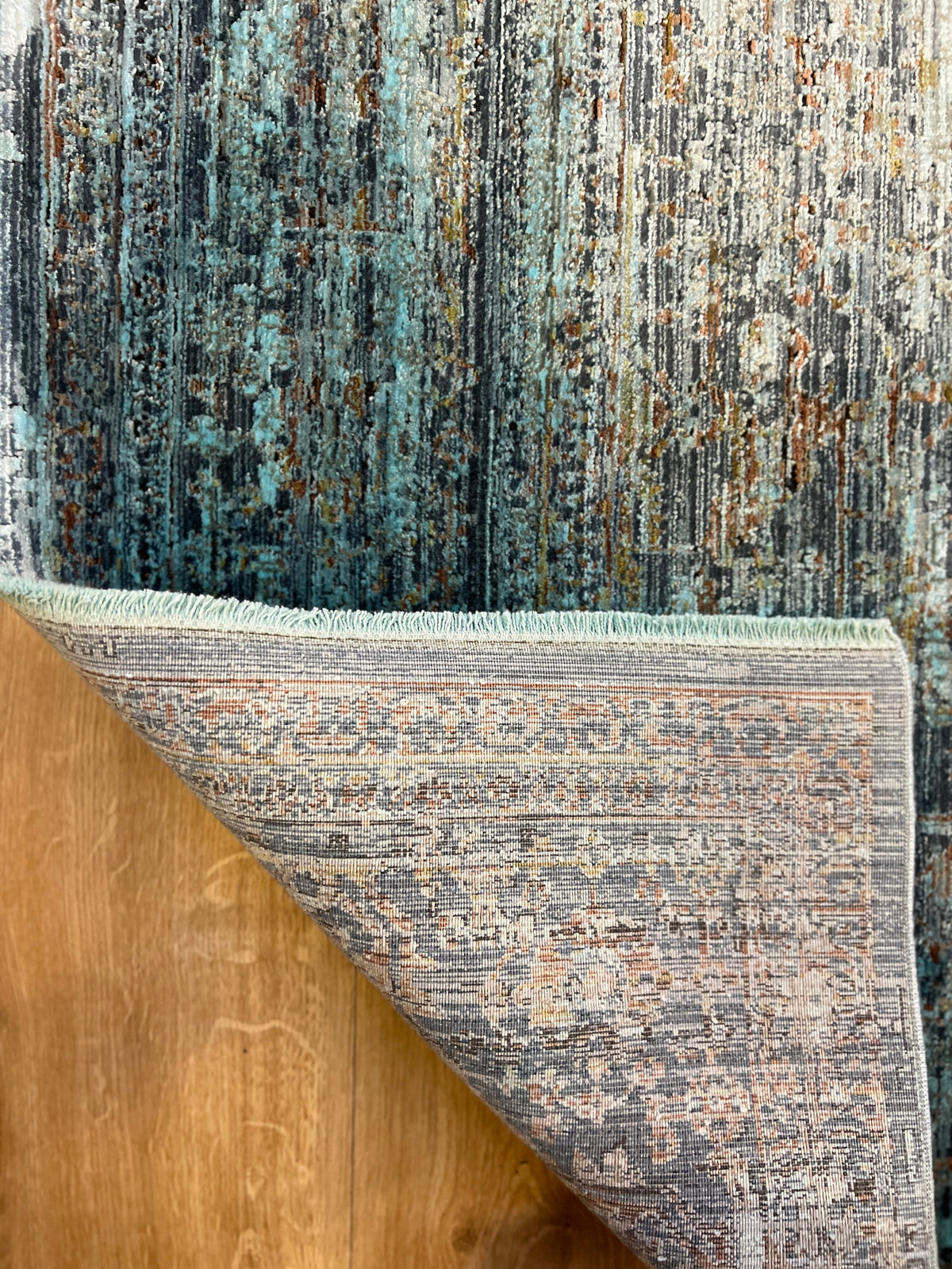 Blue Traditional Bamboo Rug, Distressed Pattern Rug, Luxury Home Decor