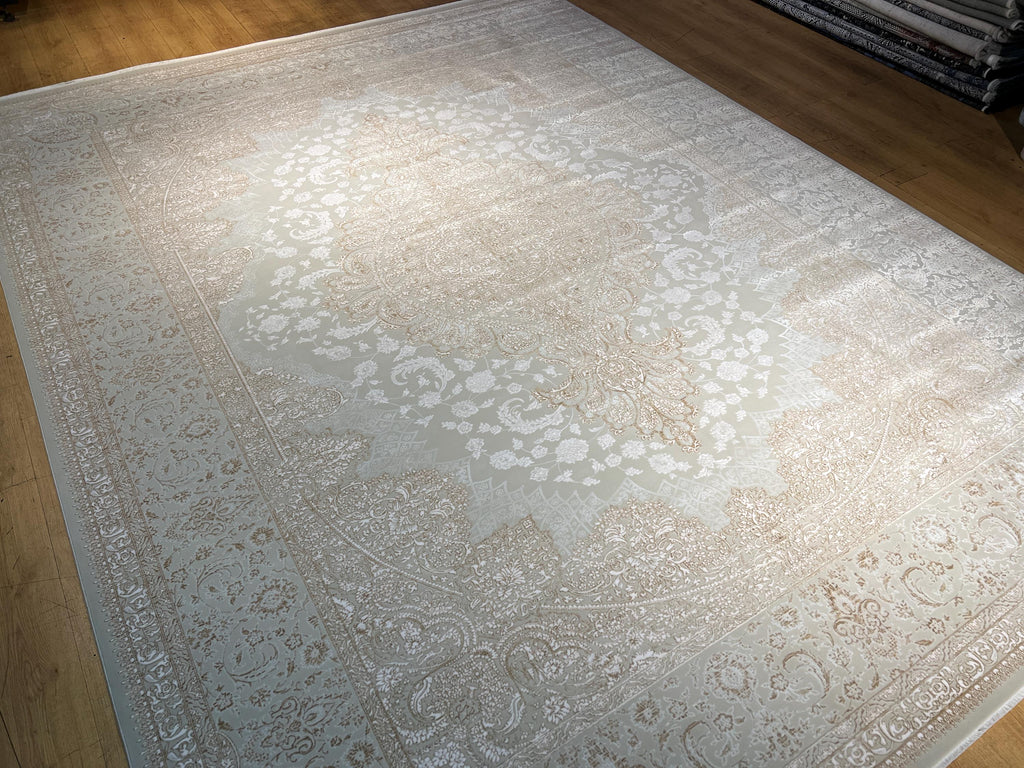 10x13 ft Gold Beige Medallion Bamboo Classic Area Rug