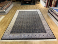 Black Modal Silk Rug 8x11 ft, Traditional Turkish Palace Design