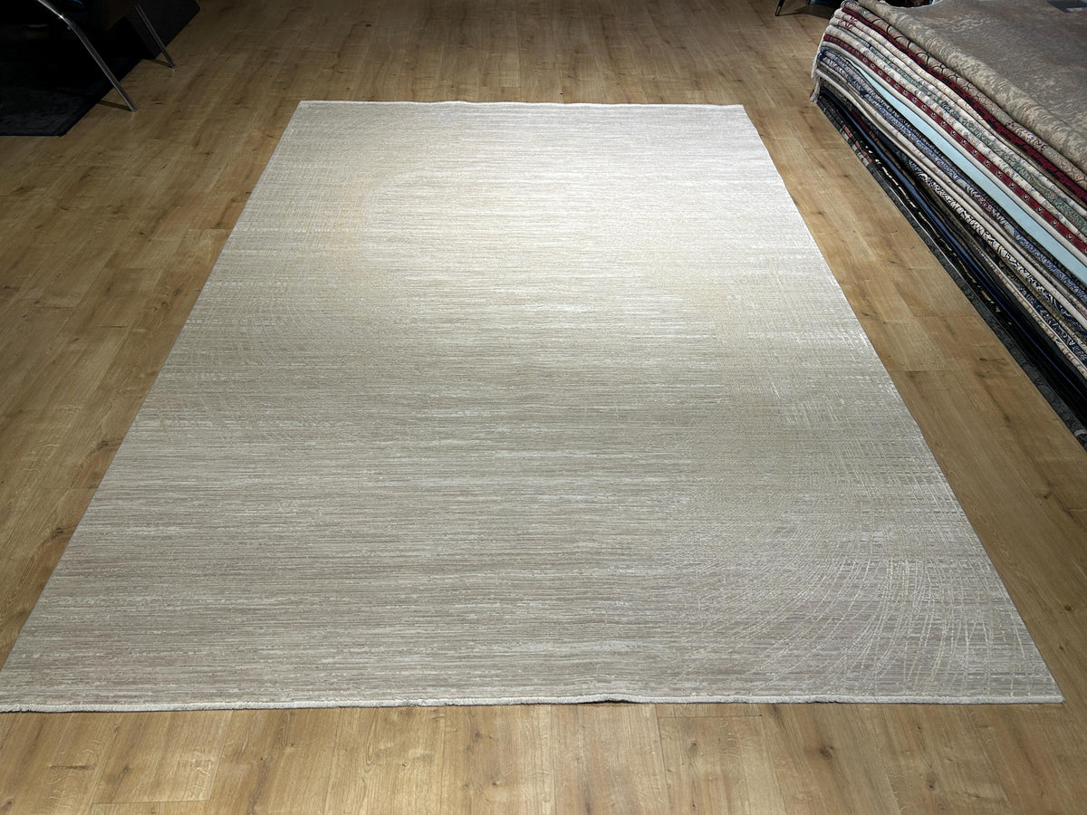 Beige Bamboo Rug with Abstract Striped Modern Patterns