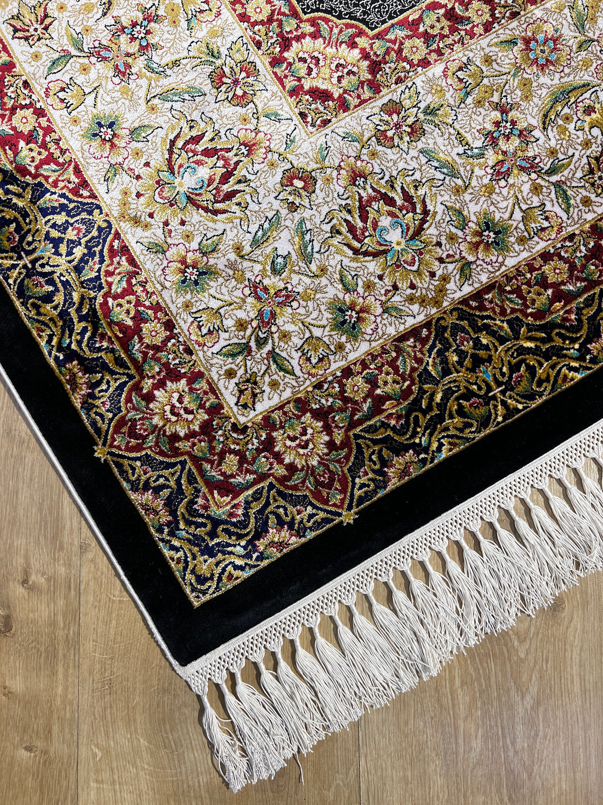 Oversize Floral Silk Turkish Rug, 7x10 ft, Living Room Carpet