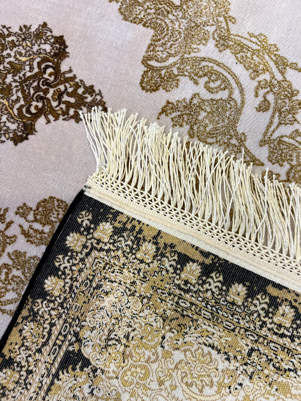 Black Gold Medallion Silk Runner Rug, 3x10 ft, Classic Luxury Turkish Rug