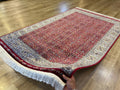 Red Silk Rug, 4x6 Ft, Floral Framed Design, Classic Luxury Area Rug