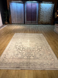 7x10 ft Antique Distressed Medallion Bamboo Rug in Gray and Beige