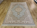 5x8 ft Gray Beige Bamboo Rug with Classic Medallion Design