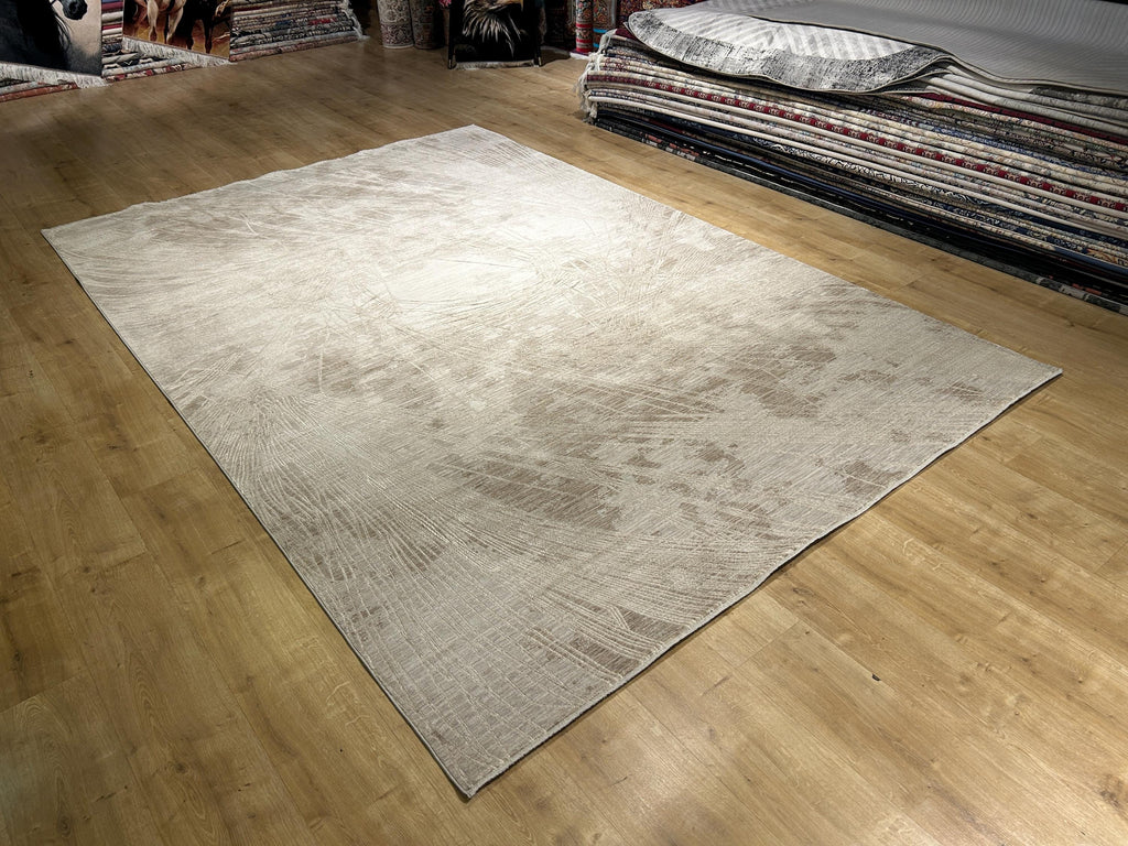Beige Modern Bamboo Rug with Abstract Striped Patterns Rug