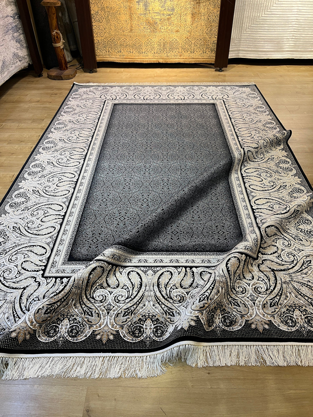 Black Silk Rug, Luxury Style Home Decor, Turkish Carpet