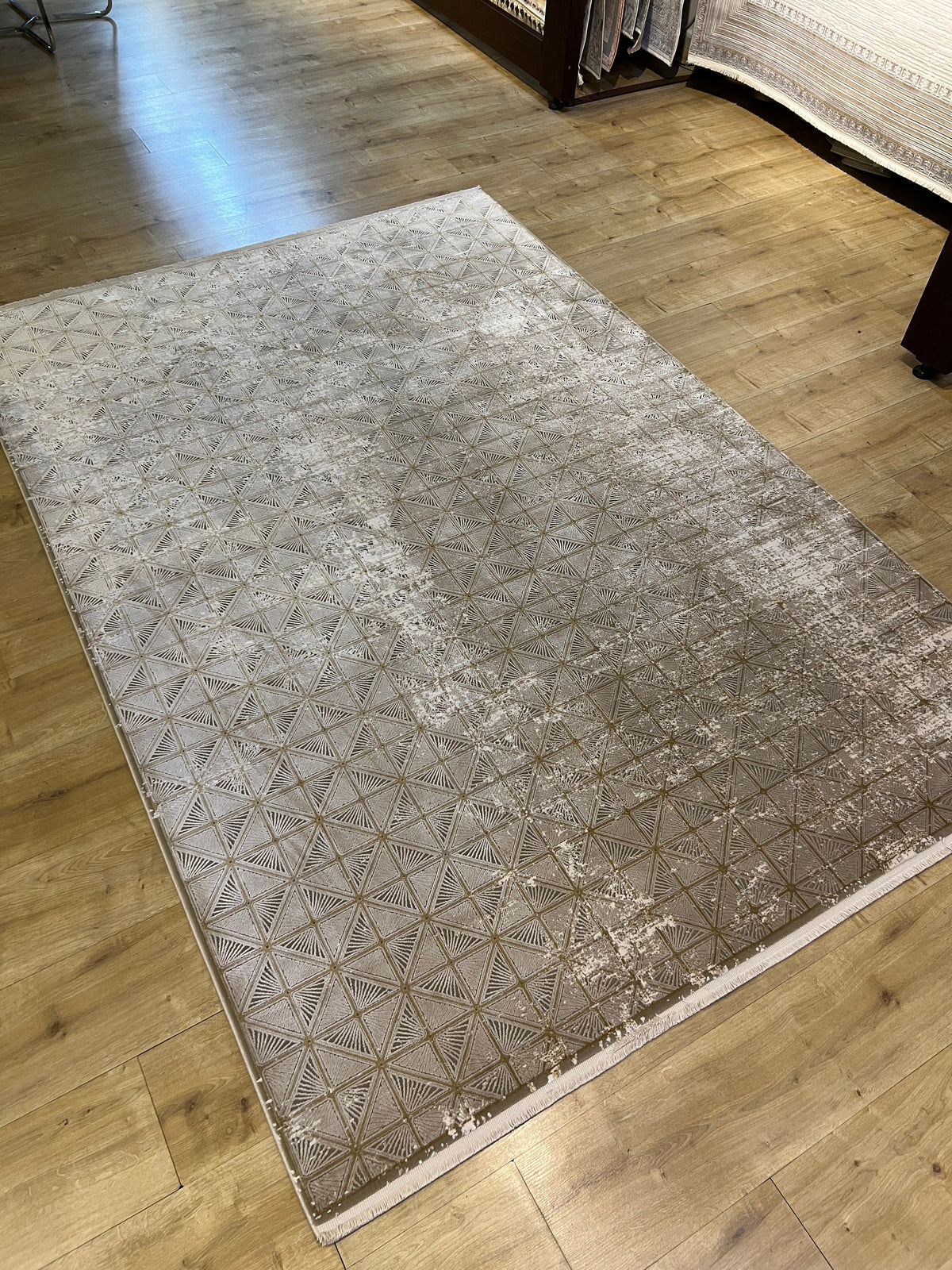 5x8 ft Gold Beige Geometric Modern Bamboo Area Rug