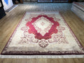 8x11 ft Red Silk Rug with Gold Medallion – Classic Turkish Style Luxury Carpet