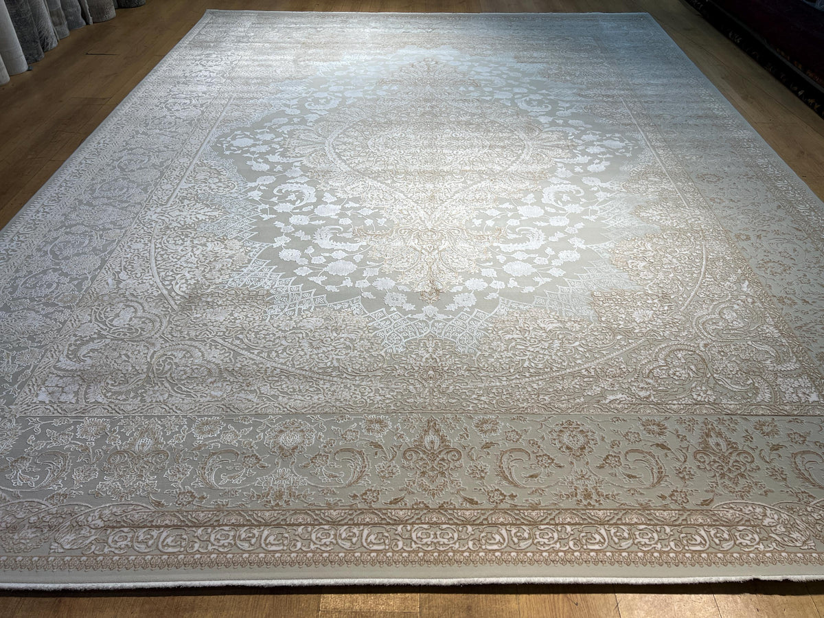 10x13 ft Gold Beige Medallion Bamboo Classic Area Rug