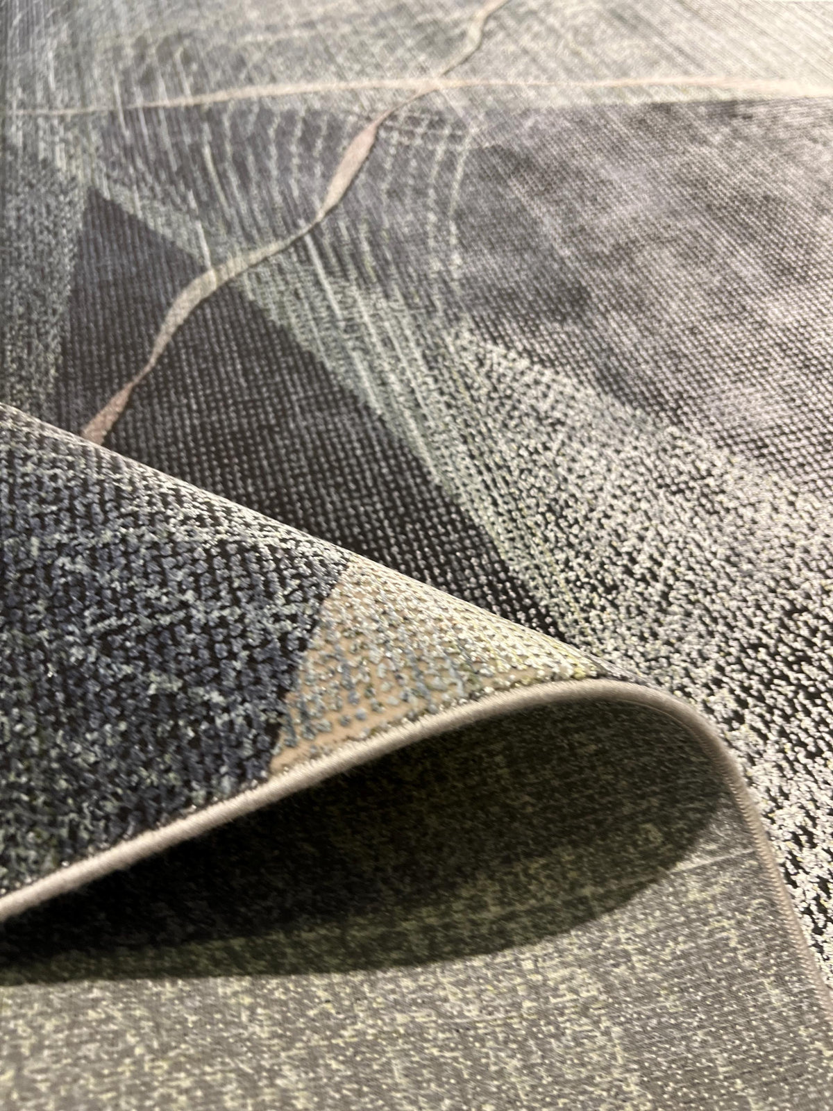 7x10 ft Gray Green Bamboo Rug with Abstract Modern Design