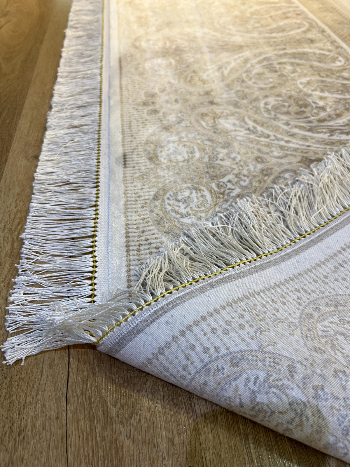 Cream Silk Rug, Grey Beige Framed Elegant Style, Luxury Home Decor