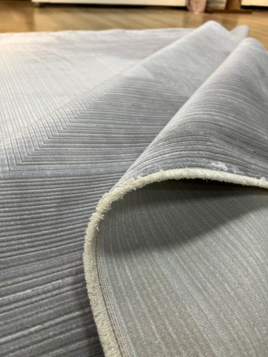 5x8 ft Ivory Cream Bamboo Rug, Striped Modern Bamboo Carpet